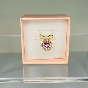 Pink Pendant Necklace with Bow